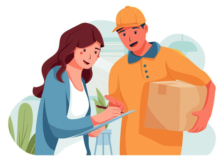 encomenda sendo entregue