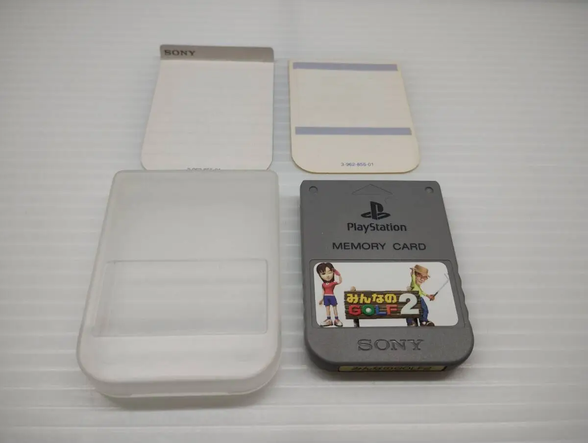 Memory Card for PS1 with Case, Gray, Everybody's Golf 2 Sticker, Compatible with PlayStation PS 