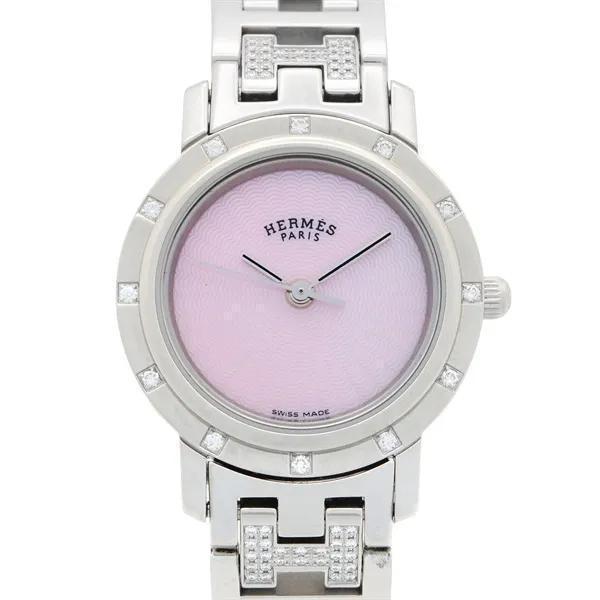 Reloj Clipper con bisel de nácar y diamantes de Hermès