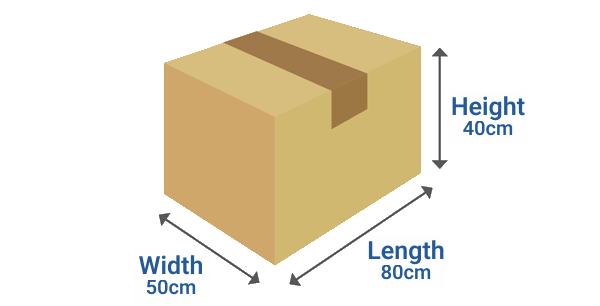 An example of a parcel, of which the sum of the longest side an waist circumference are 400cm.