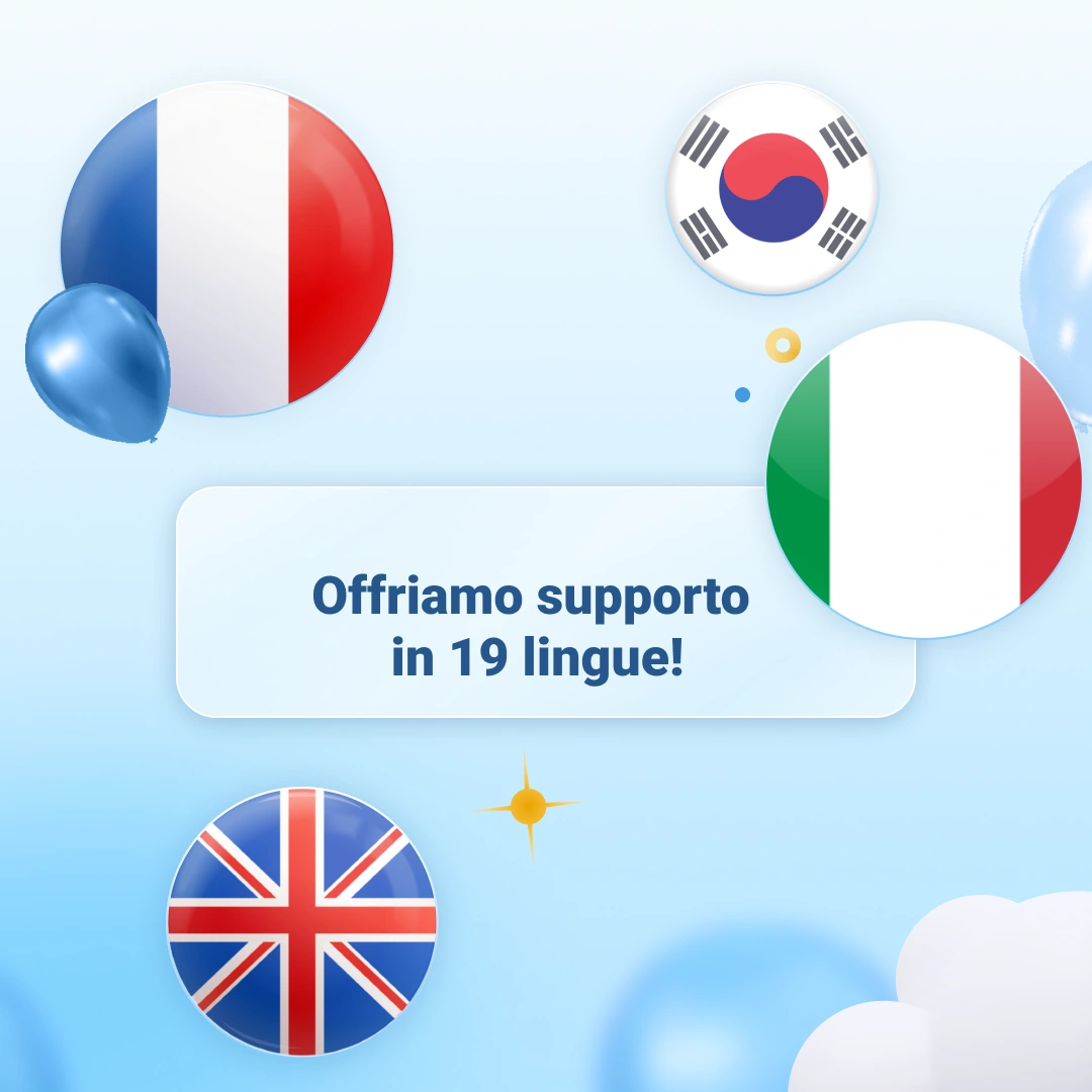 infografica supporto in 19 lingue