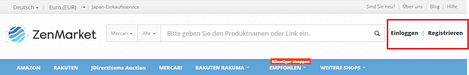 Auf ZenMarket anmelden