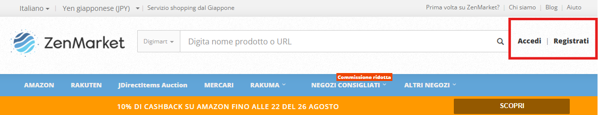 registrati su ZenMarket