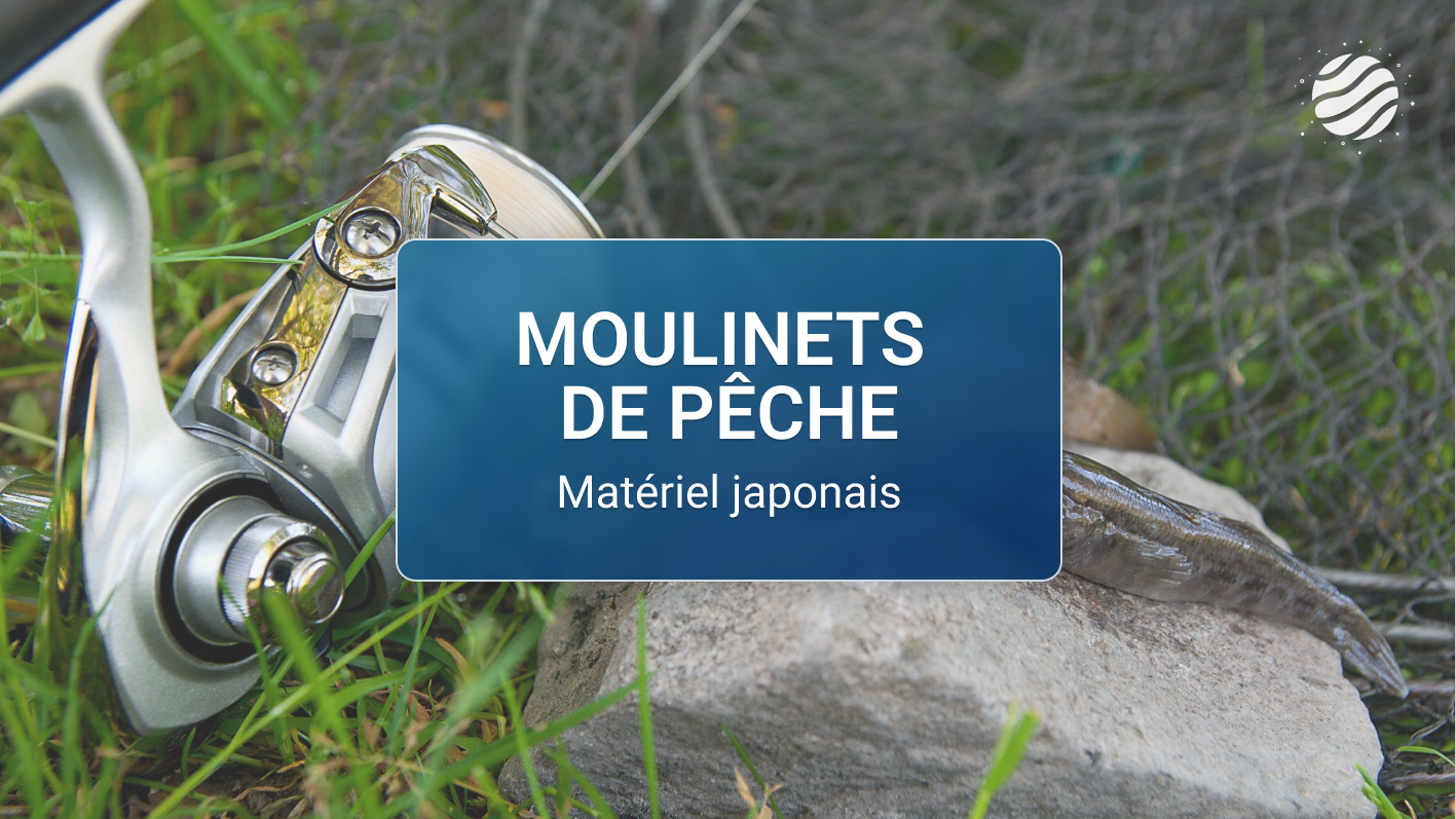 Moulinet De Pêche Ancien Japonais - Noir Et Blanc, Vintage