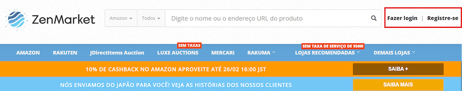 Cadastre-se na ZenMarket