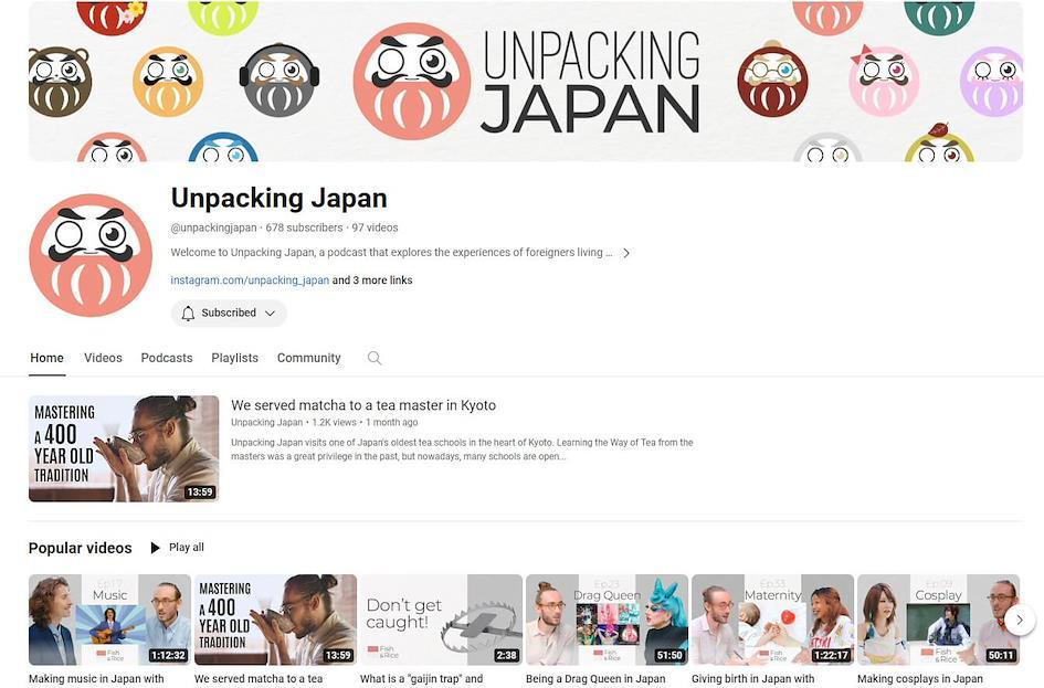 Unpacking Japan Podcast Youtube Channel