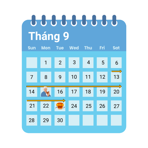 September Calendar showing Silver Week