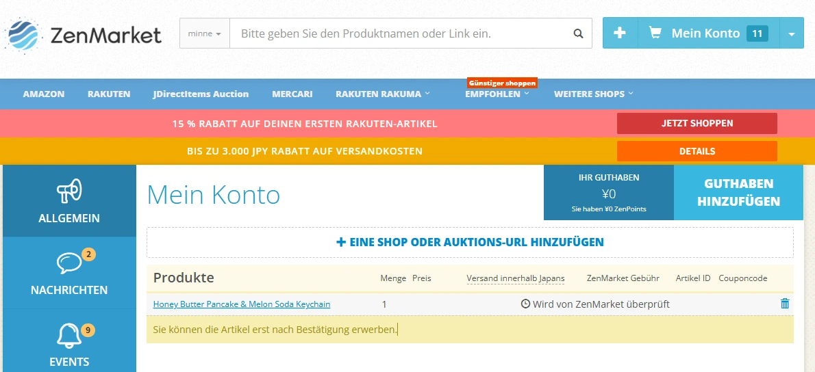 Bestellung bestätigen - ZenMarket