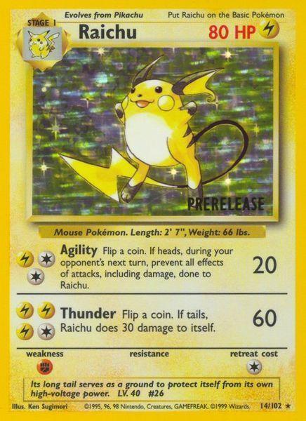 Carte Pokémon rare Raichu Pre-release