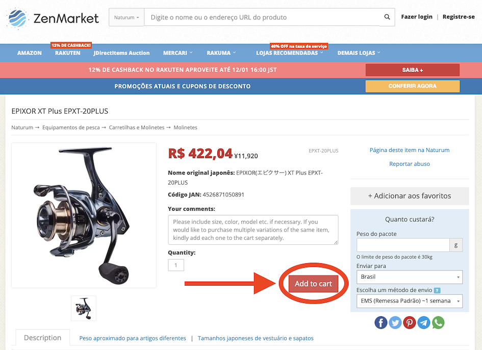adicione itens no carrinho