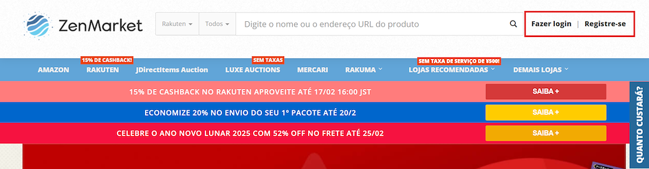 Cadastre-se no ZenMarket