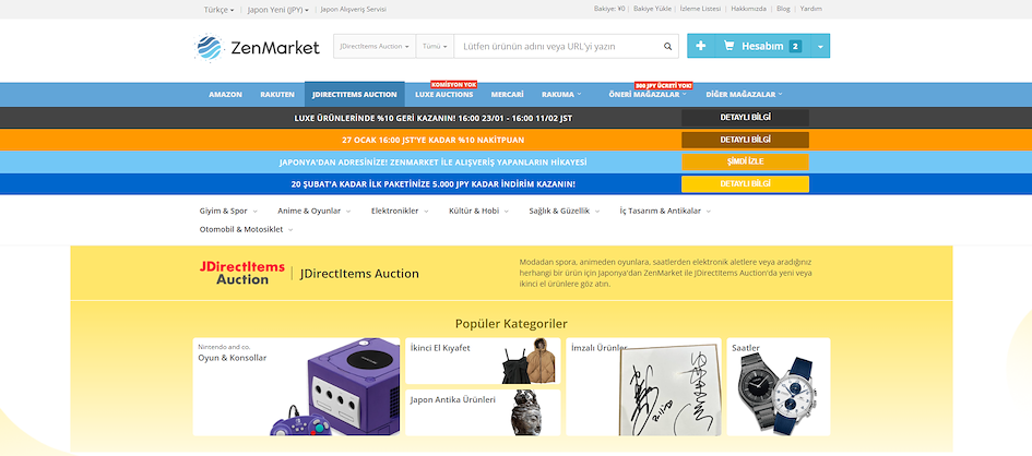 JDirectItems Auction Web Sitesi Ekran G&ouml;r&uuml;nt&uuml;s&uuml;