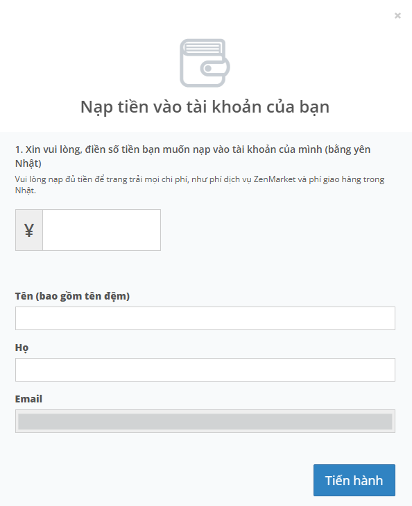 Nhập số tiền cần nạp