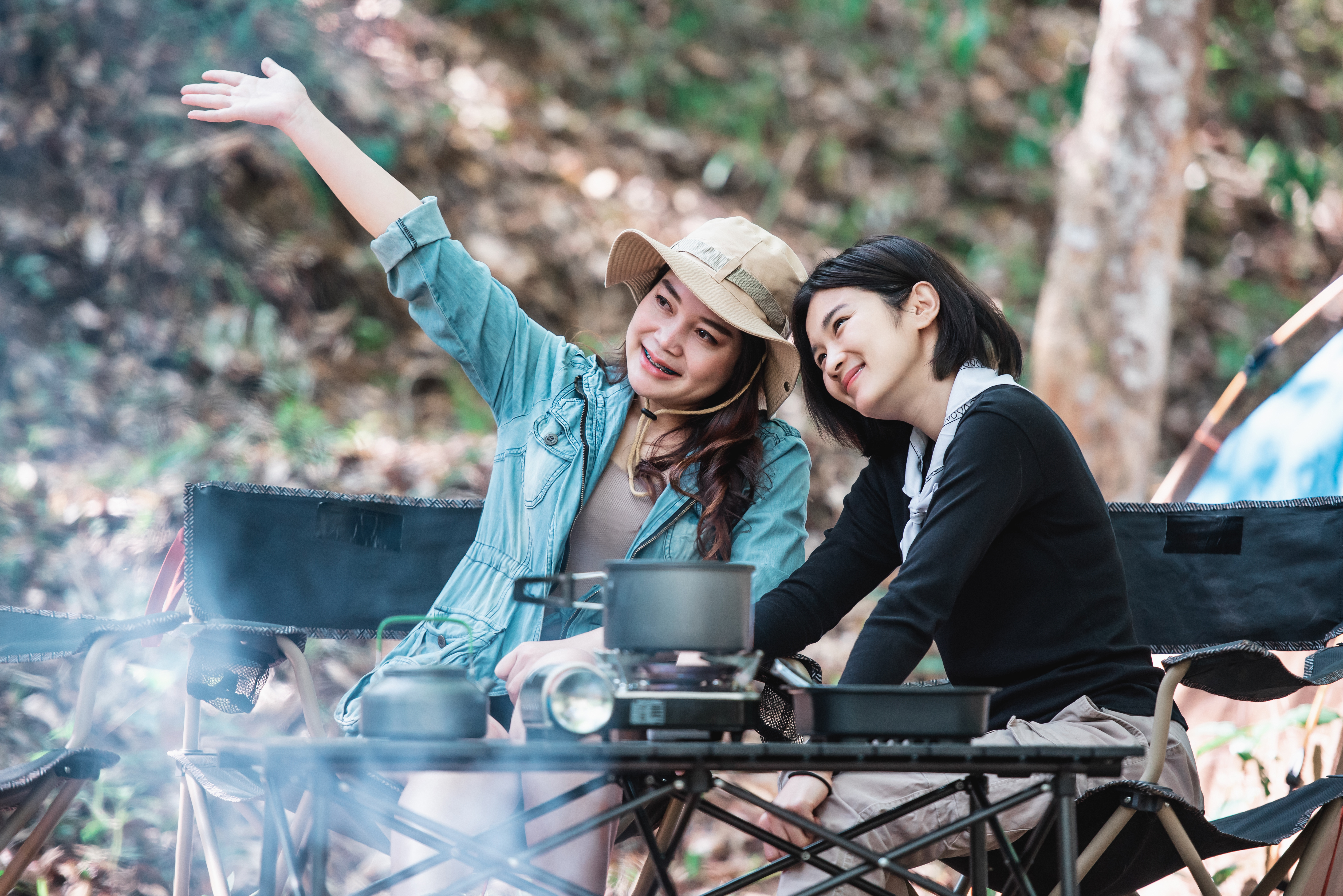 Autumn camping in Japan.