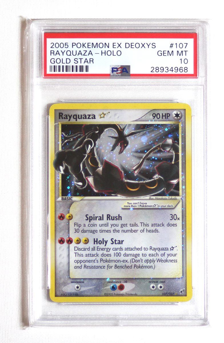  2005 EX Deoxys #107 Rayquaza Gold Star Holo Card PSA 10 Gem
