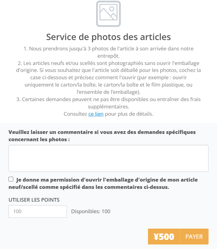 ZenMarket Photo service order window french
