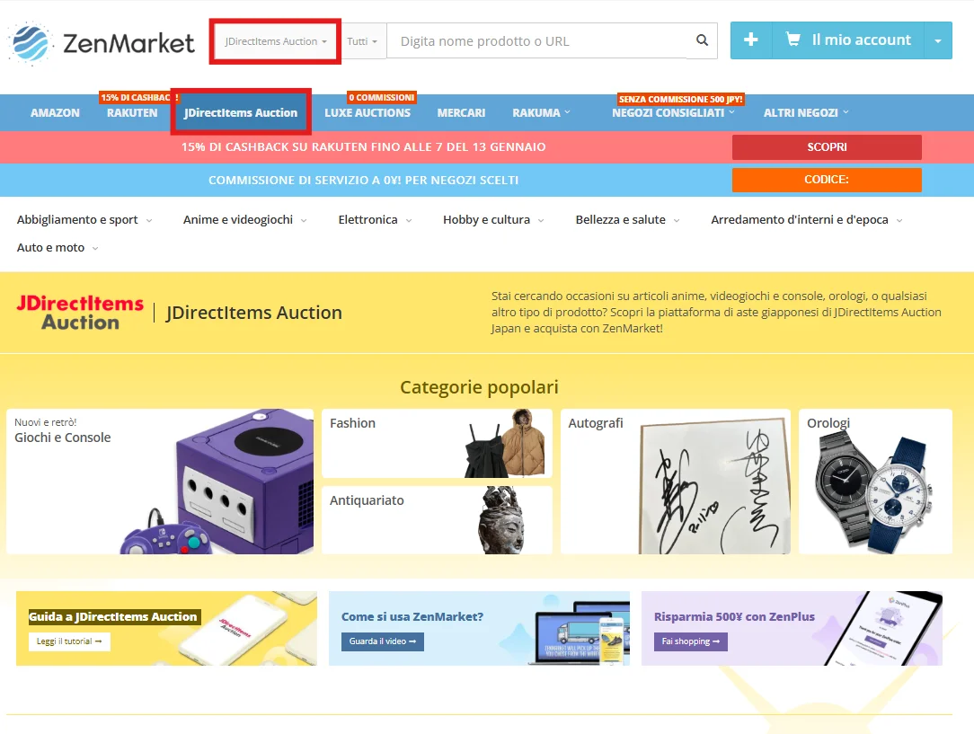 Come fare un'offerta su JDirectItems Auction con ZenMarket