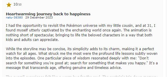 Pokemon Concierge IMDB Review Comment
