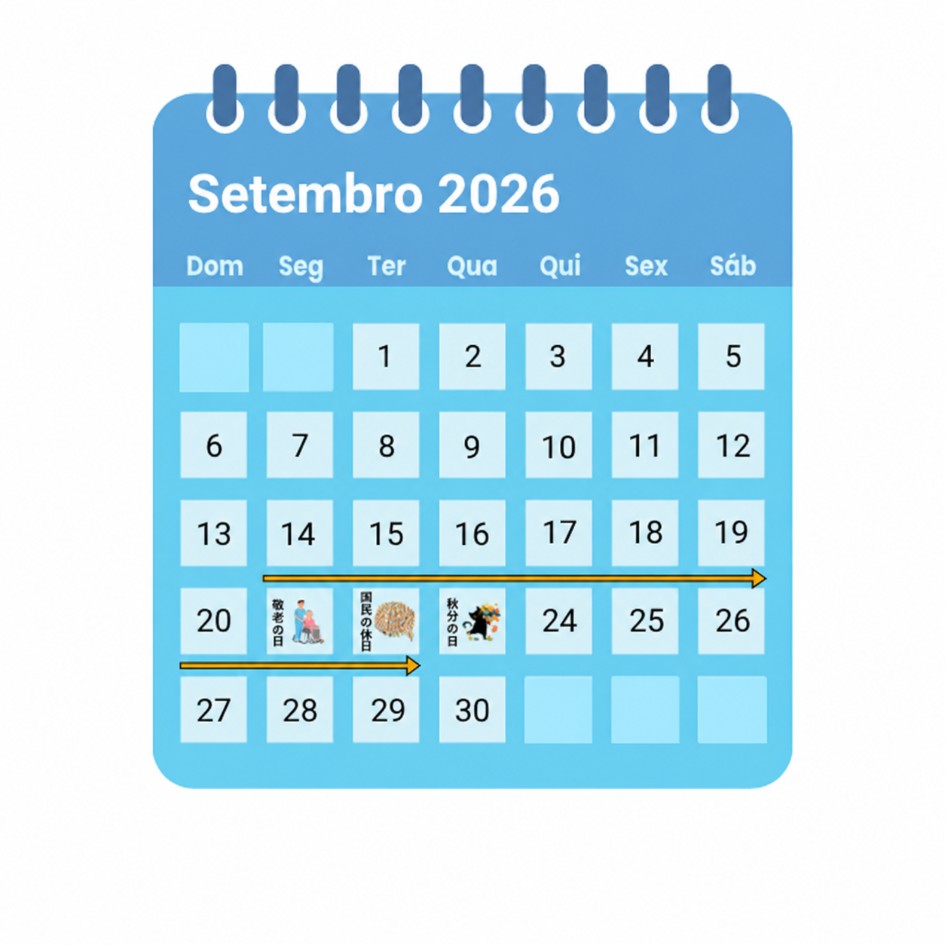 Calend&aacute;rio de setembro mostrando o feriado do Silver Week