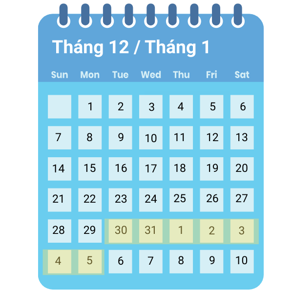 lịch nghỉ tết dương