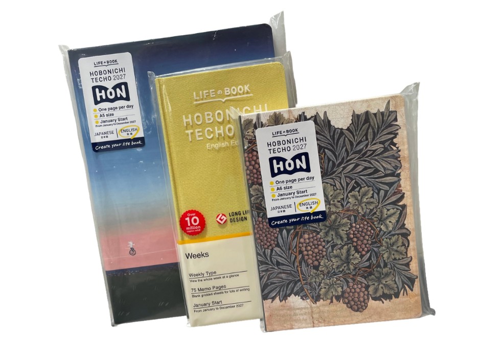 Comparison of different sizes of Hobonichi planners