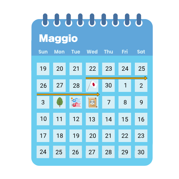 calendario con date golden week 2026