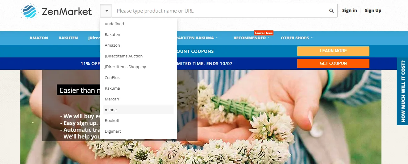 lick on &ldquo;Recommended Stores&rdquo; and select Minne