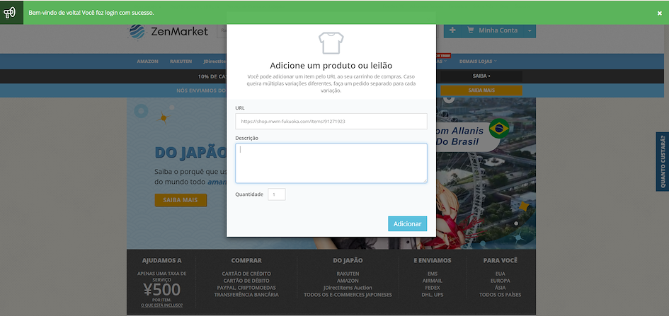 Produto no site da ZenMarket
