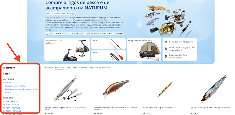 Página da Naturum na ZenMarket