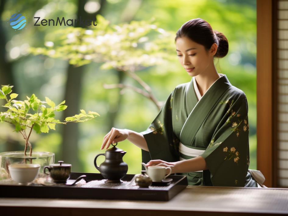 Người Nhật mặc kimono uống tr&agrave;