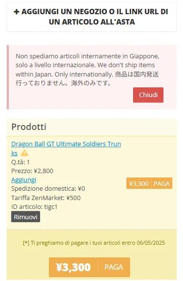 Screenshot conferma pagamento articoli