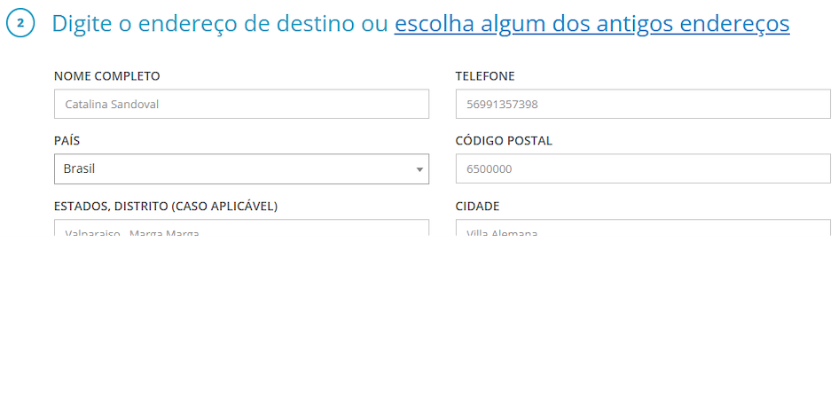 Formulário de endereço ZenMarket