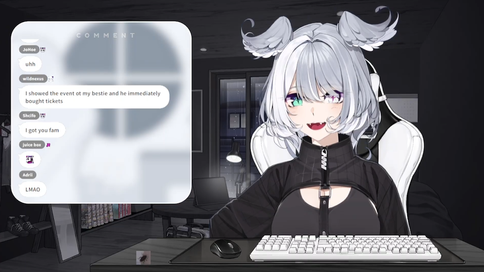 Una Vtuber sentada en un escritorio