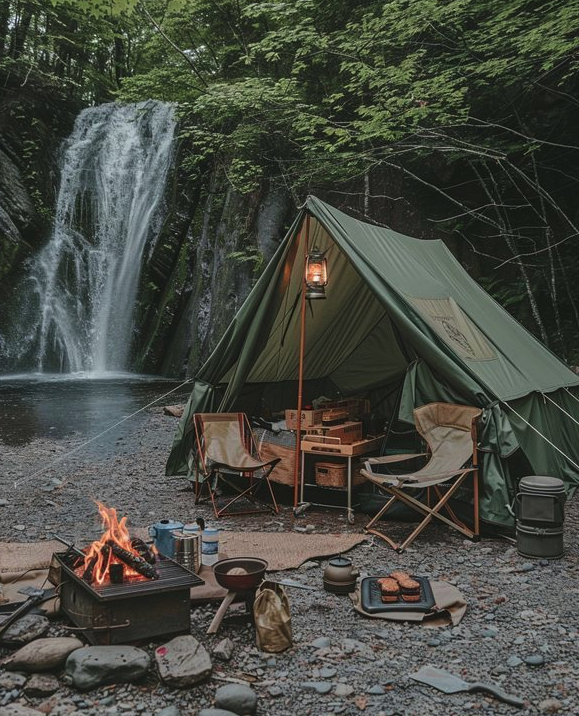 camping perto da cachoeira
