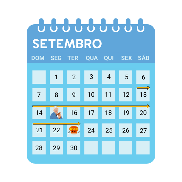 Calend&aacute;rio de setembro mostrando o feriado do Silver Week