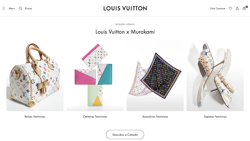 primeira p&aacute;gina do site oficial da louis vuitton
