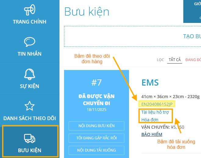 Nhận h&oacute;a đơn v&agrave; theo d&otilde;i đơn h&agrave;ng