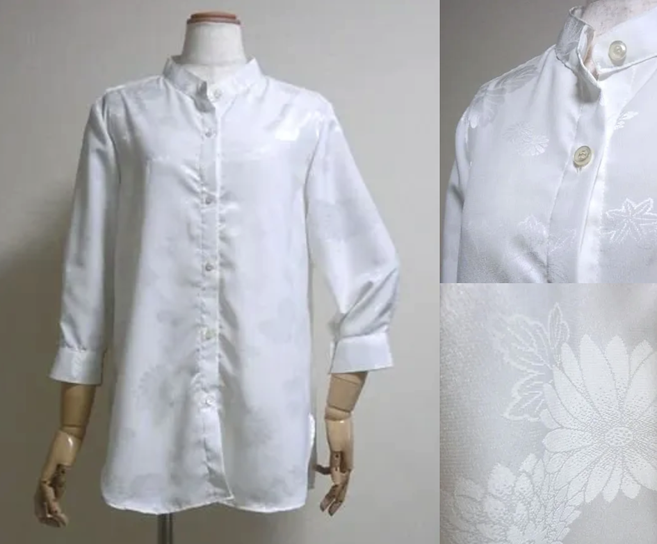 Blouse à col officier délicate en tissu recyclé