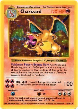 Carte Pokémon rare - Dracaufeu en Métal doré charizard - première