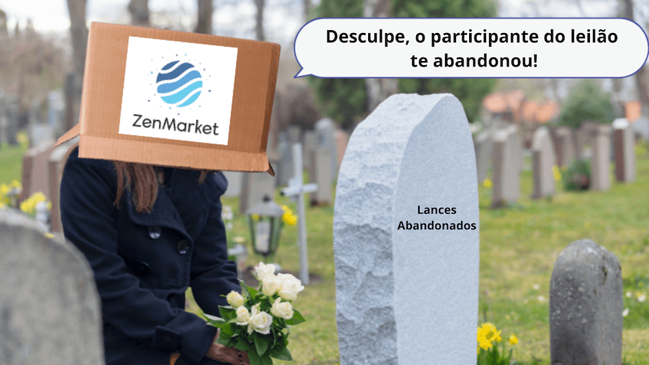 imagem engraçada ilustrando quando um lance de leilão é abandonado