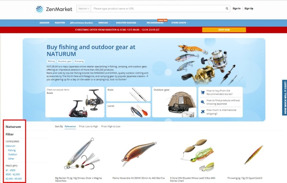 Naturum page on ZenMarket
