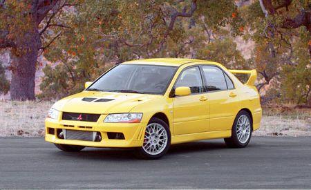 A Mitsubishi Lancer Evolution VII, an iconic car in rally racing.
