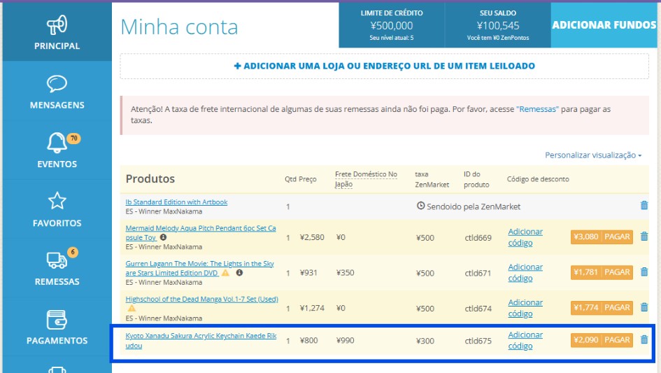 Pague pelo produto no ZenMarket