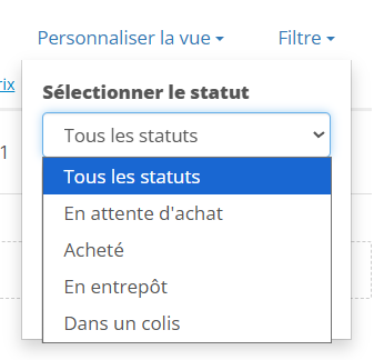 Filter your items by status.