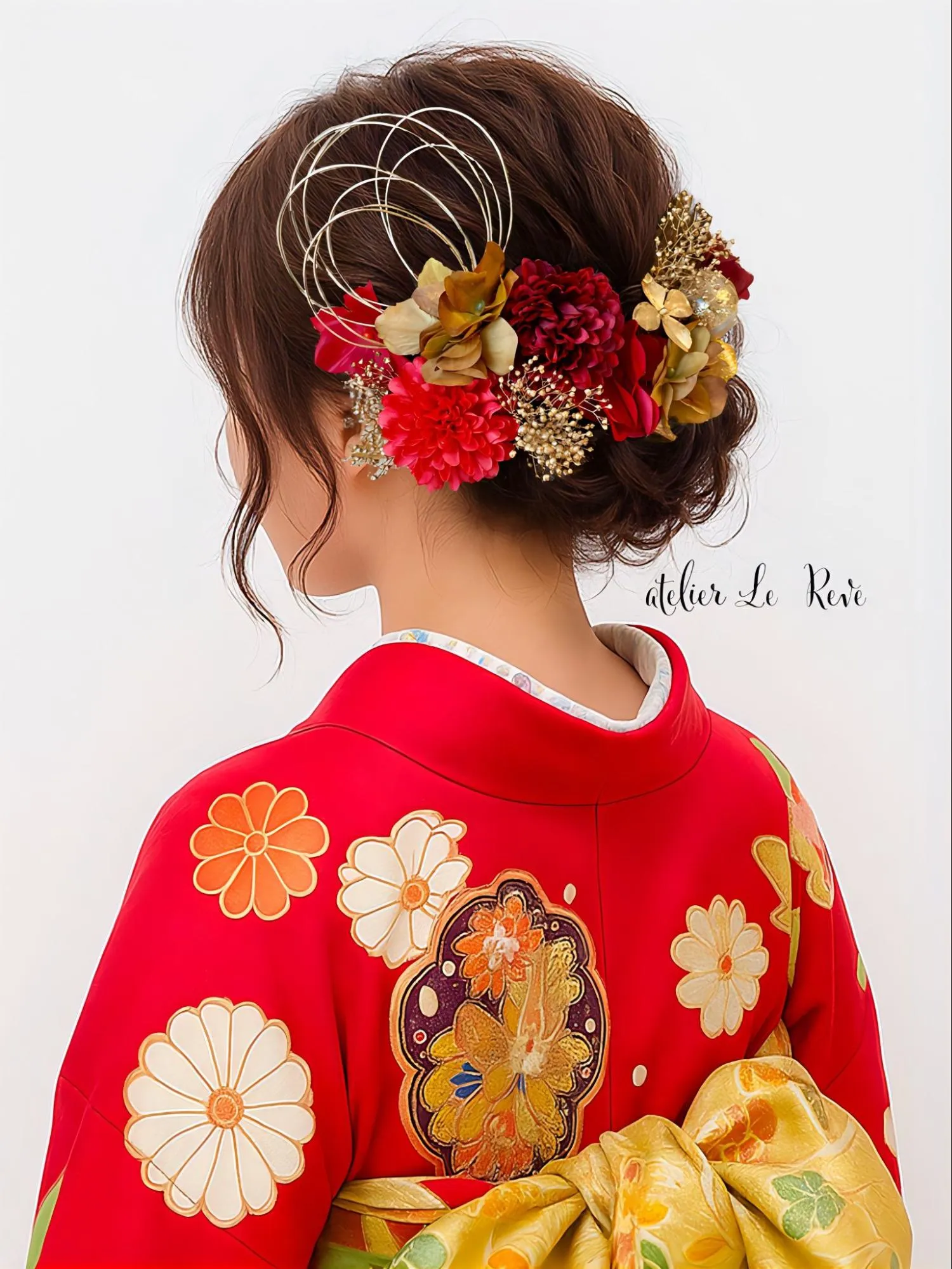 Kanzashi floral, con flores reales y artificiales de Le Reve