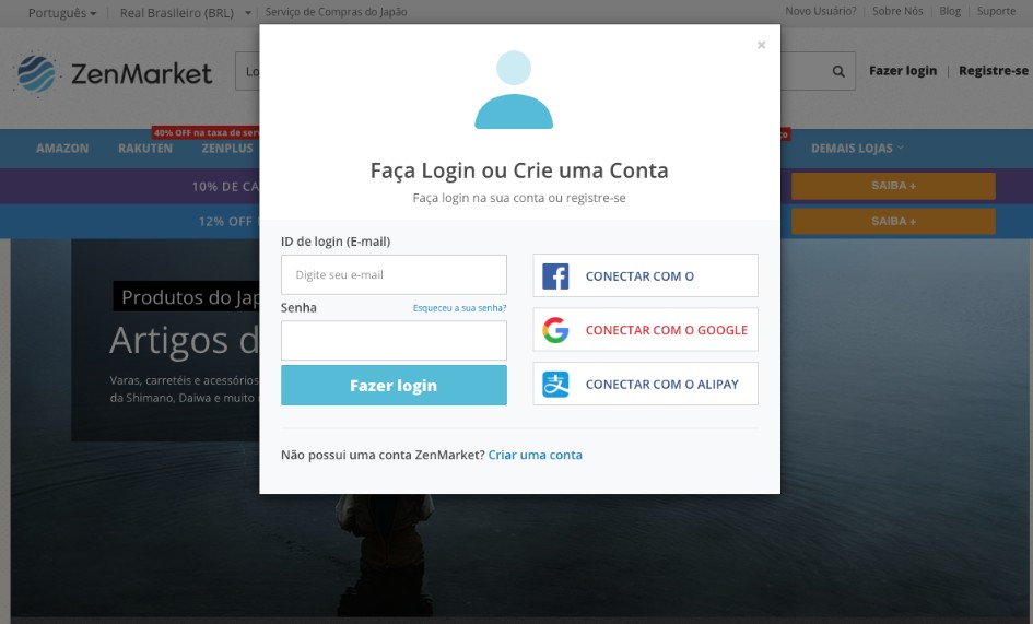 Entrar na conta da ZenMarket