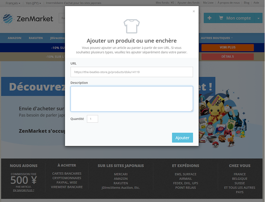 Ajouter un article au panier