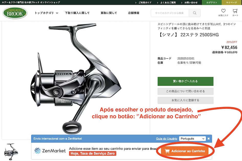 Adicionando o produto desejado ao carrinho da ZenMarket