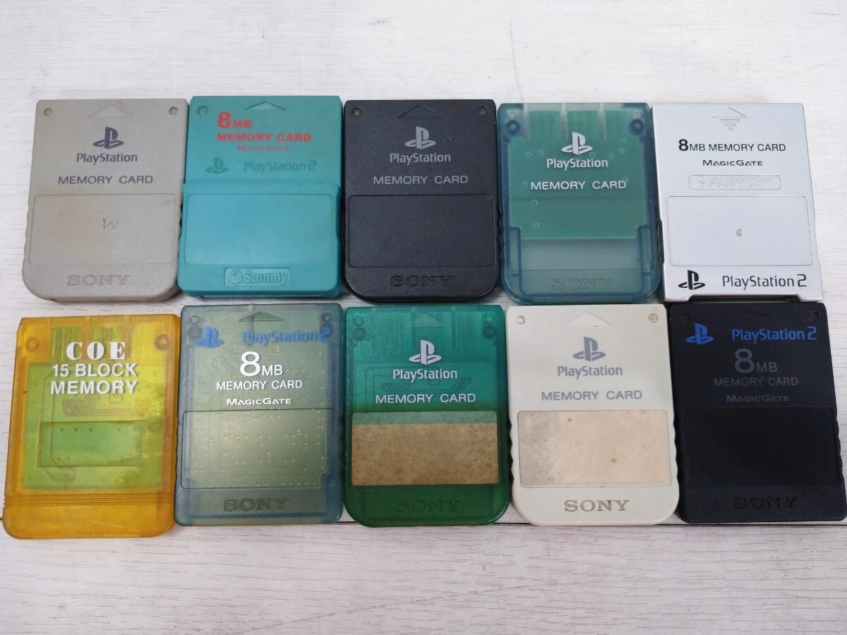 Sony PS1/PS2 PlayStation 2 Memory Cards (10 cards total)