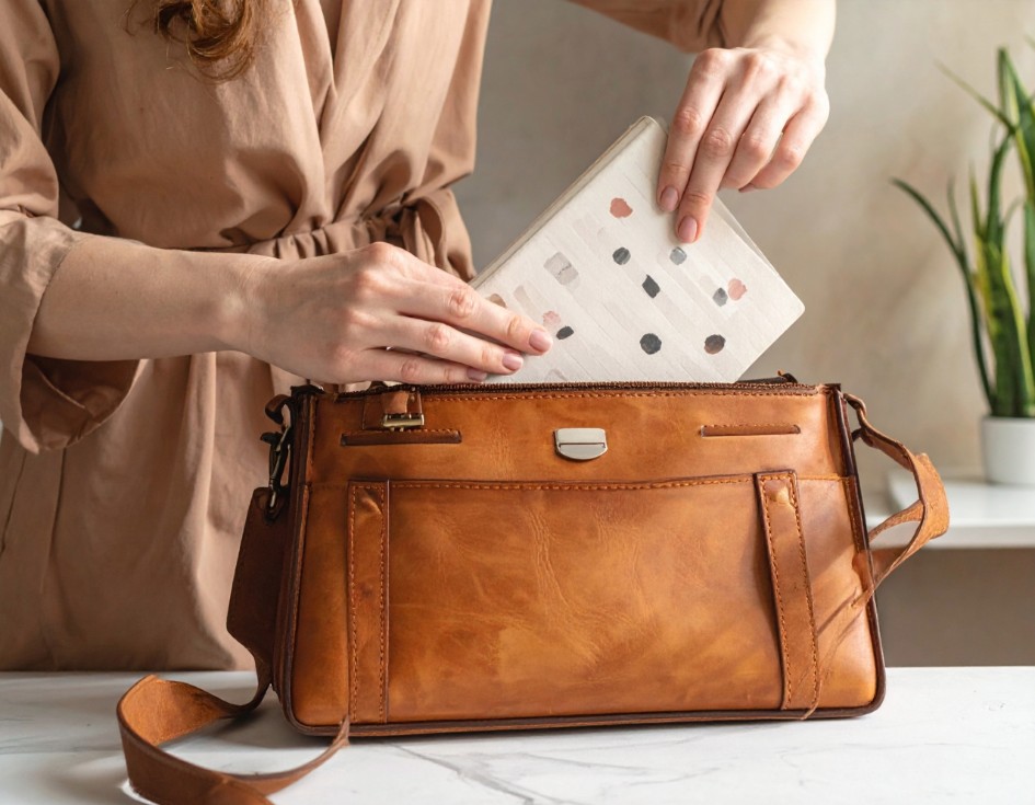 Putting a planner in the bag